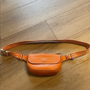 kate spade Orange Leather Crossbody Belt Bag with Striped Strap